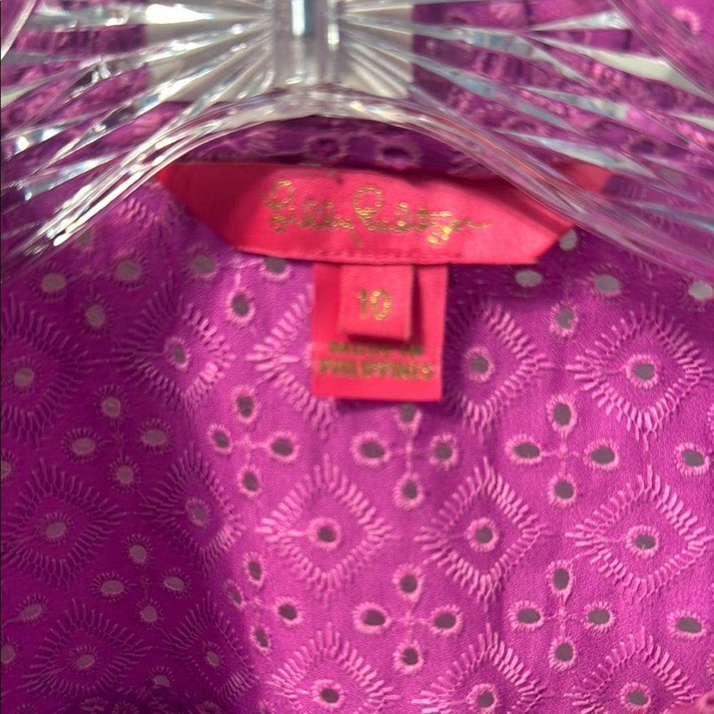 Women’s Pink Patterned Ruffle Sleeve Blouse - Picture 3 of 3